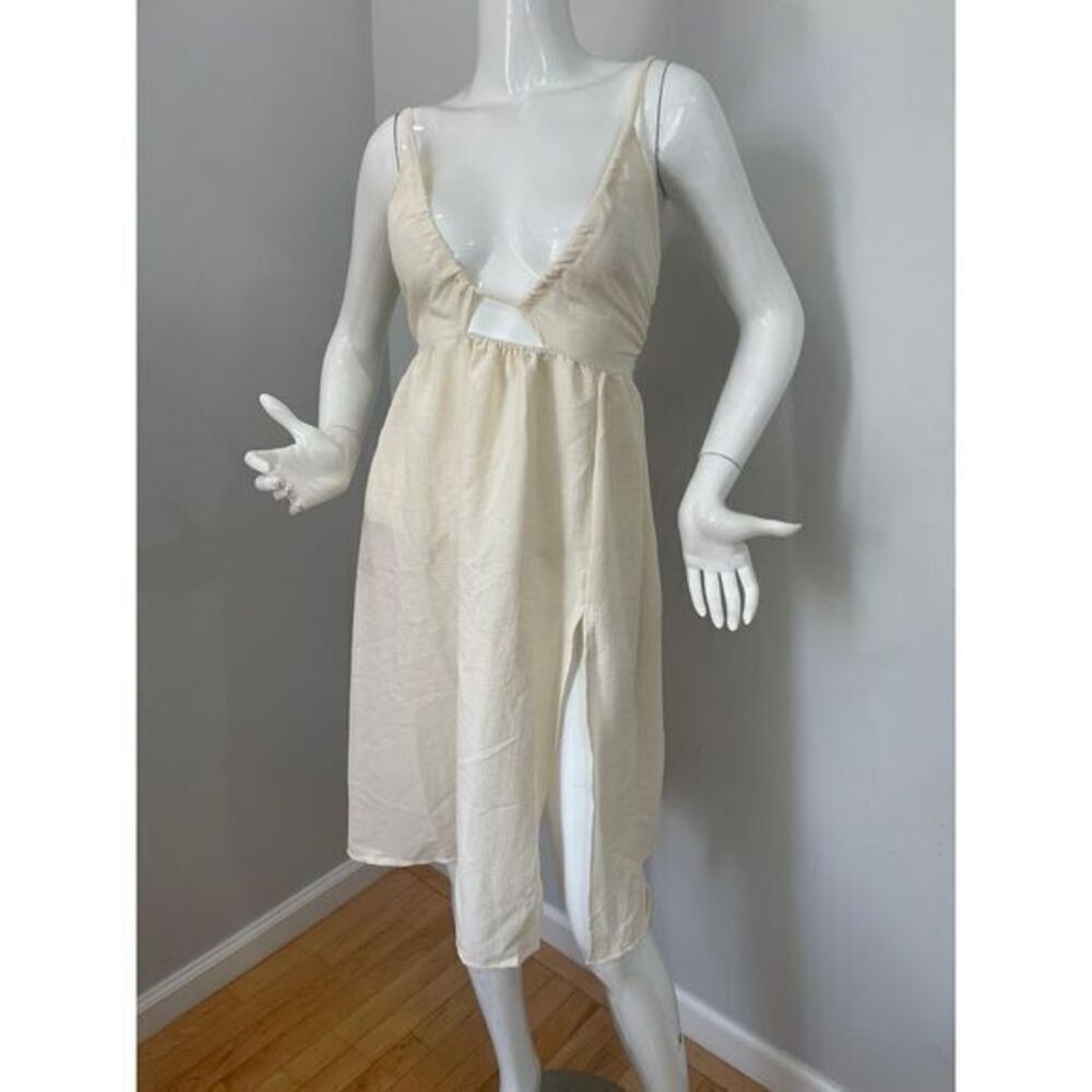 Commense Cutout High-Slit Beige Midi Dress Size S - Picture 11 of 15